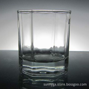 Machine-pressed Drinking Glass with Heavy Bottom and Octagonal Top, Suitable as Whisky Glass